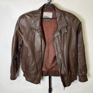 Vintage Adler Brown Leather Bomber Jacket Size XL Men’s